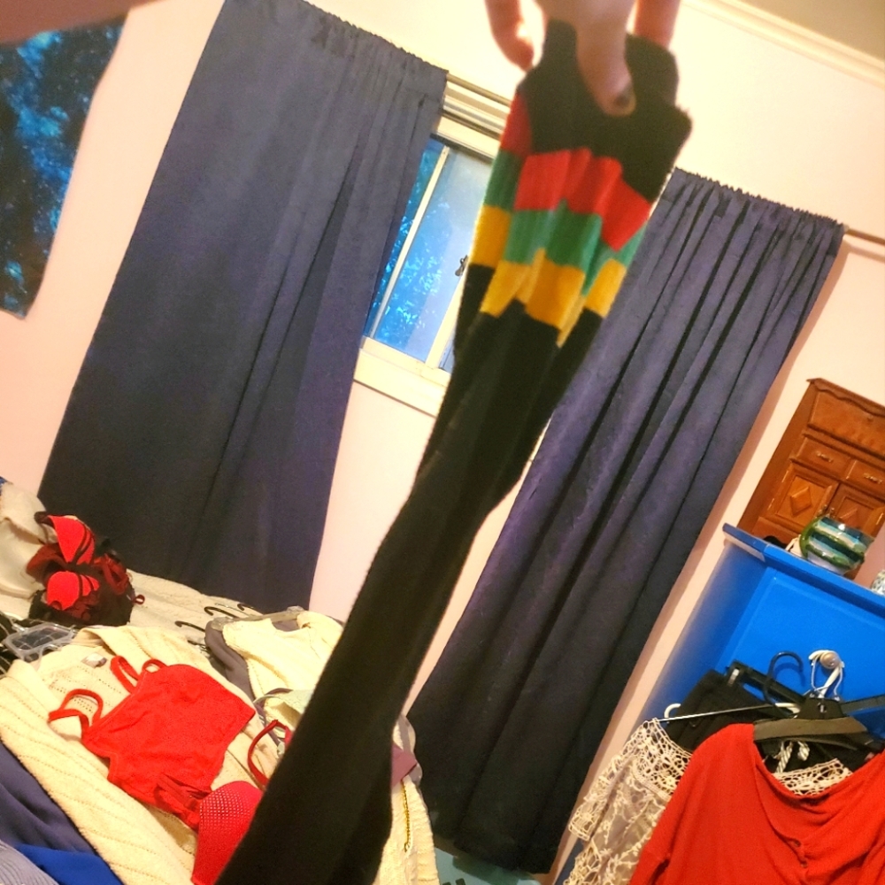 Rasta green yellow red socks over the knee